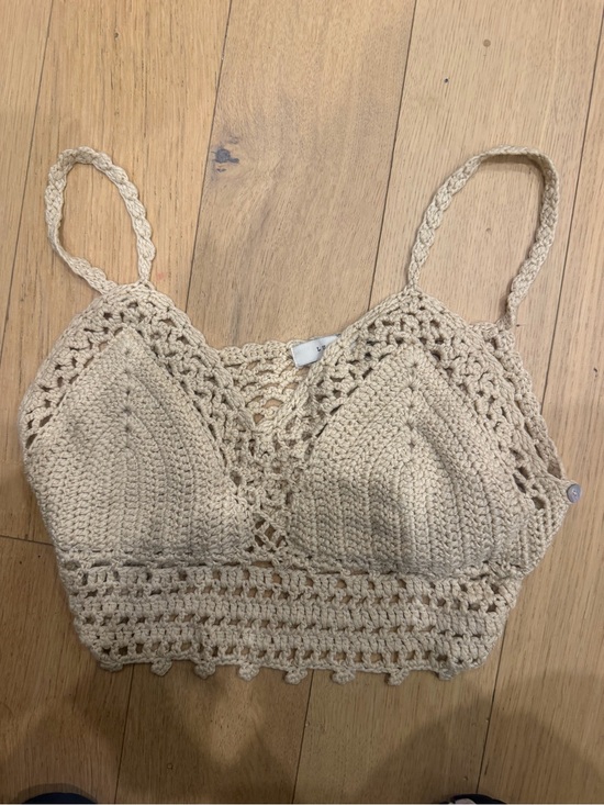 Lush Tops - Lush Beige Crochet Camisole Bralette